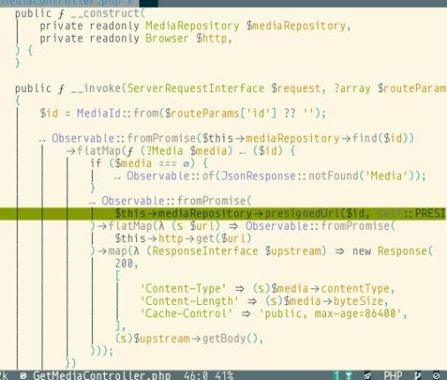 El controlador abierto en el editor, con la linea culpable resaltada