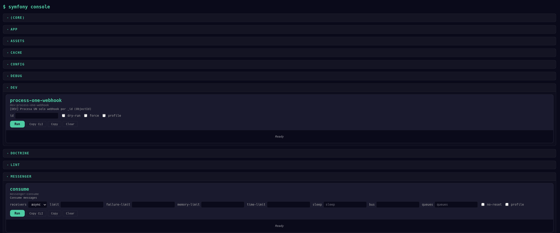 symfony-command-ui dashboard